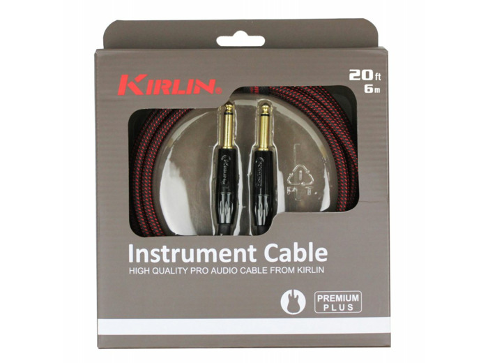 Cable guitare kirlin 6m jack jack noir/r