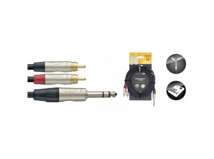 Stagg cable y jack male stereo / 2 rca male 3m