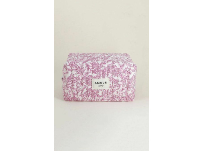 Trousse de toilette fleurie rose