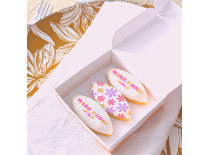 Coffret de calissons personnalisés – cadeau invité mariage Rétro Pop