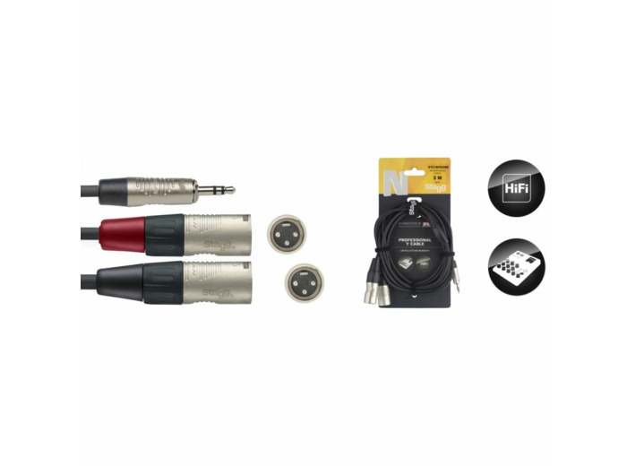Stagg cable y mini jack stereo / 2 xlr male 3m