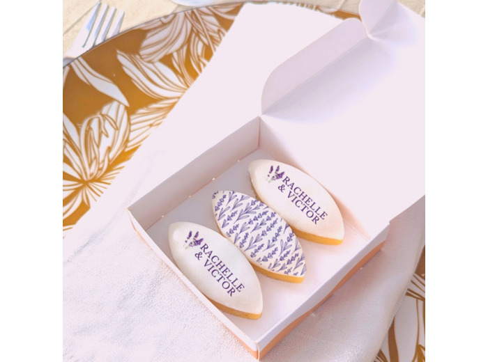 Coffret de calissons personnalisés – Cadeau invité mariage Lavande