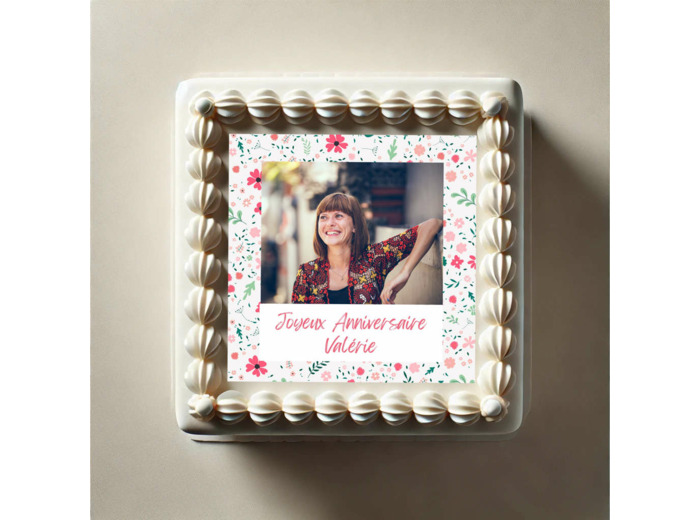 Photo pour gâteau carré décor fleurs