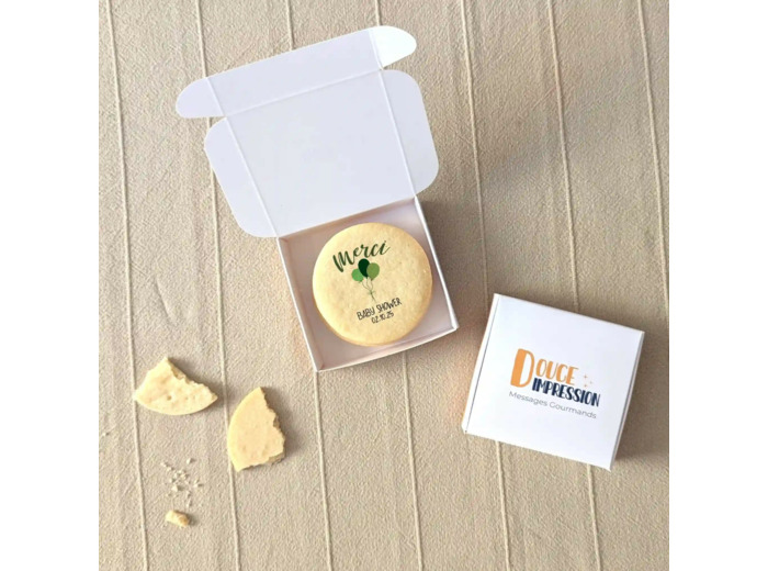 Boîte de 3 biscuits personnalisés – Cadeau invité baby shower & gender reveal