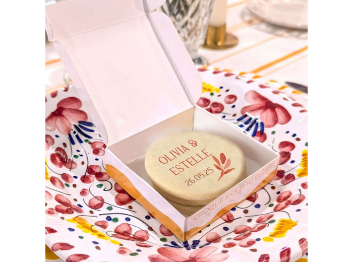 Boite de 3 biscuits personnalisés  – Mariage Terracotta