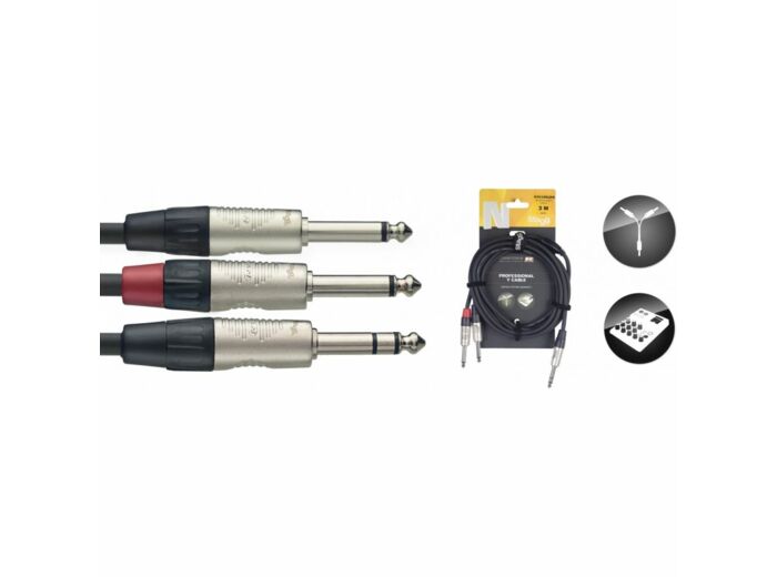Stagg cable y jack male stereo / 2 jacks male 3m