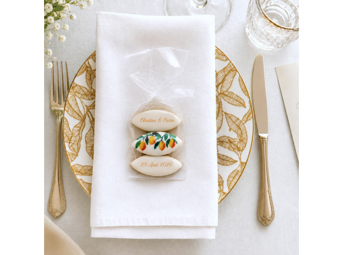 Calissons personnalisés – Mariage Citrons