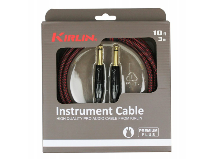 Cable guitare kirlin 3m jack jack noir/r