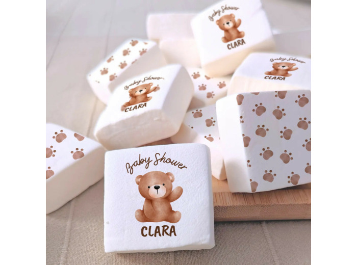Guimauves personnalisées – Cadeau invité baby shower & gender reveal