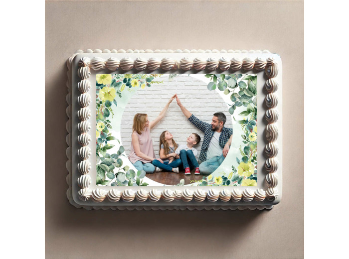 Photo gâteau thème feuillage et nature