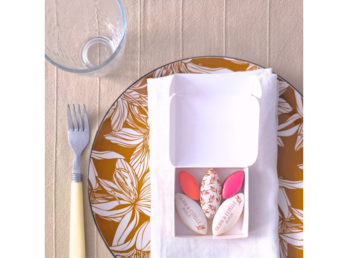 Coffret de calissons personnalisés – Cadeau invité mariage Terracotta