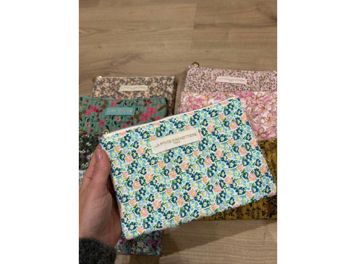 Pochette A5 coton matelassé liberté bleu
