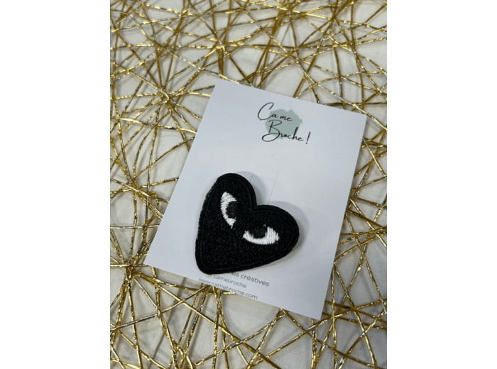Broche cœur yeux NOIR