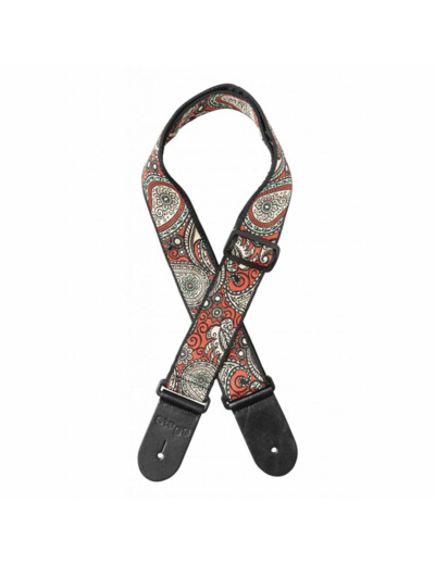 Sangle nylon paisley1 rouge