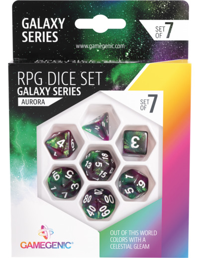 Galaxy series -aurora- set de 7 dés jdr