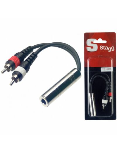Stagg adaptateur 2 rca male/jack femelle