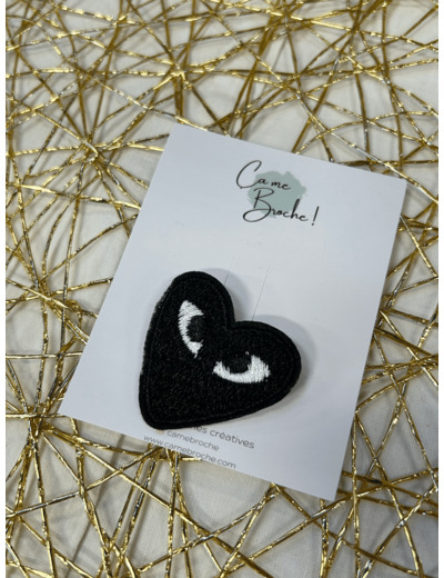 Broche cœur yeux NOIR