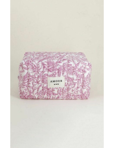 Trousse de toilette fleurie rose
