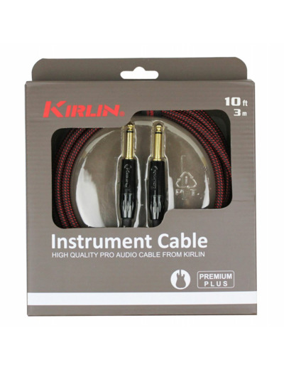 Cable guitare kirlin 3m jack jack noir/r