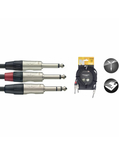 Stagg cable y jack male stereo / 2 jacks male 3m