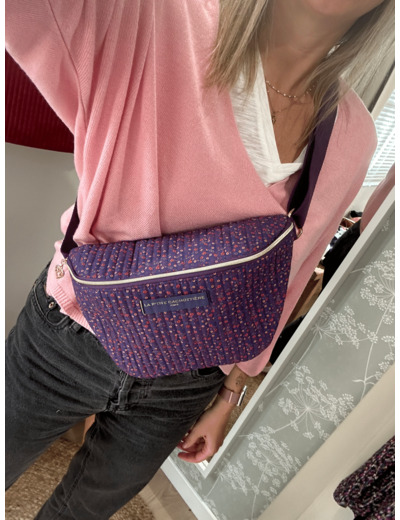 Sac banane coton matelassé LIBERTY mauve