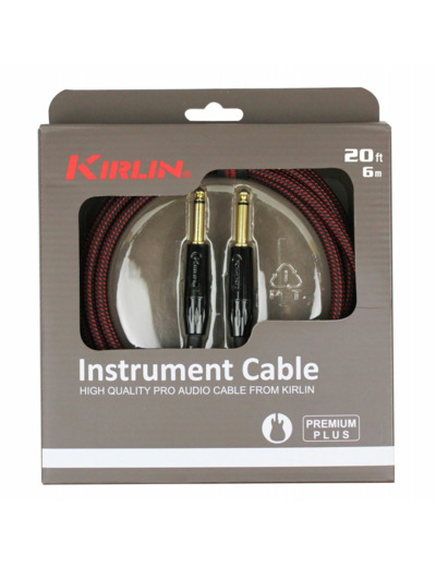 Cable guitare kirlin 6m jack jack noir/r