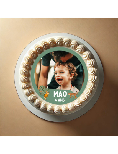 Disque de sucre thème jungle avec photo