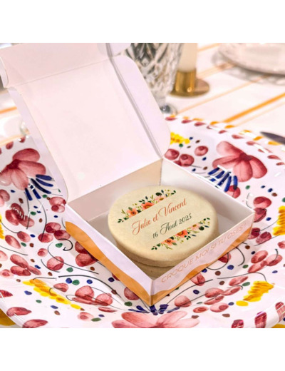 Boite de 3 biscuits personnalisés  – Mariage Floral