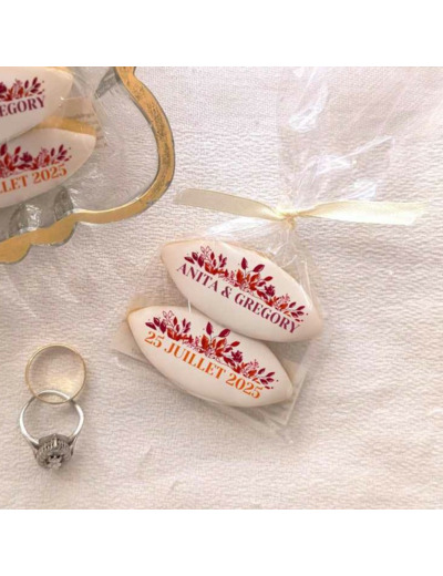 Calissons personnalisés - Mariage Rouge bohème