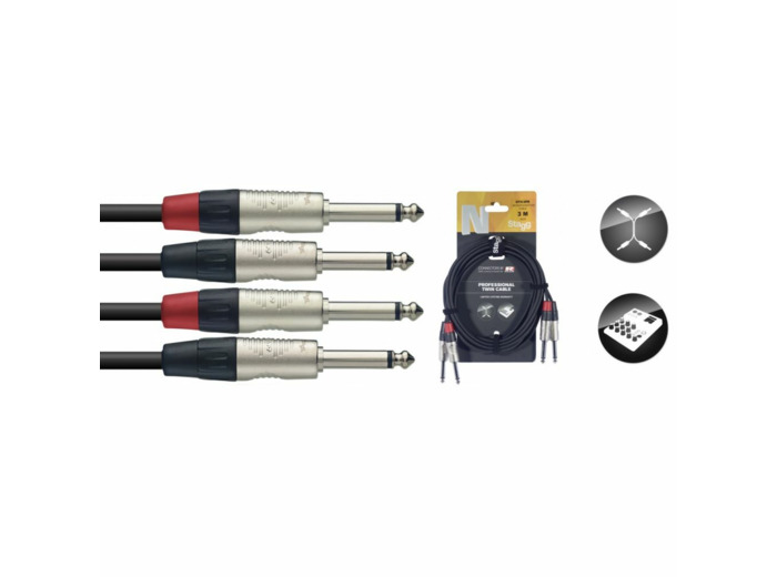 Stagg cable bretelle jack male / jack male 3m