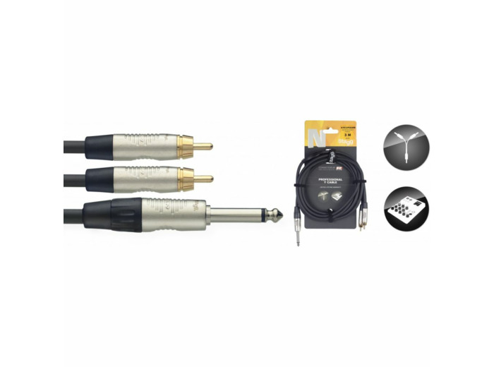 Stagg cable y jack male / 2 rca male 3m