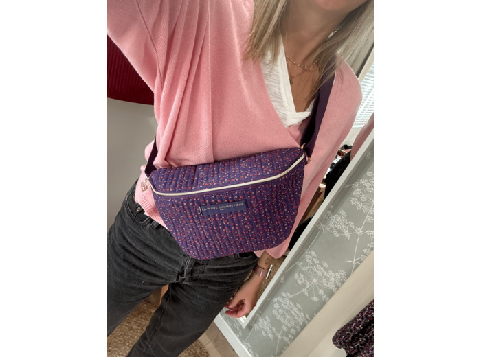 Sac banane coton matelassé LIBERTY mauve