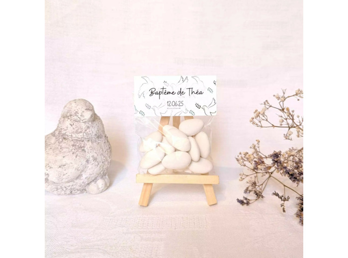 Sachet de dragées personnalisé – Cadeau invité baptême