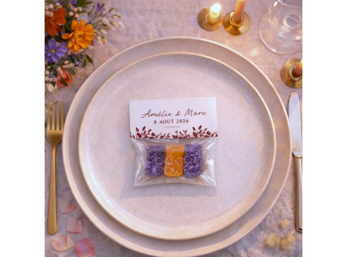 Sachet oursons fruités – cadeau invité mariage personnalisé