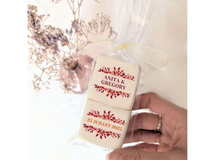 Guimauves personnalisées – Mariage Rouge bohème