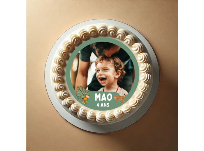 Disque de sucre thème jungle avec photo