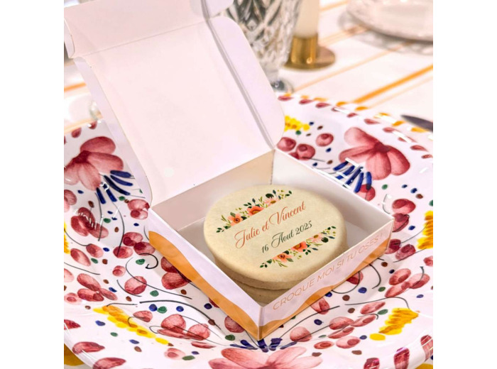 Boite de 3 biscuits personnalisés  – Mariage Floral