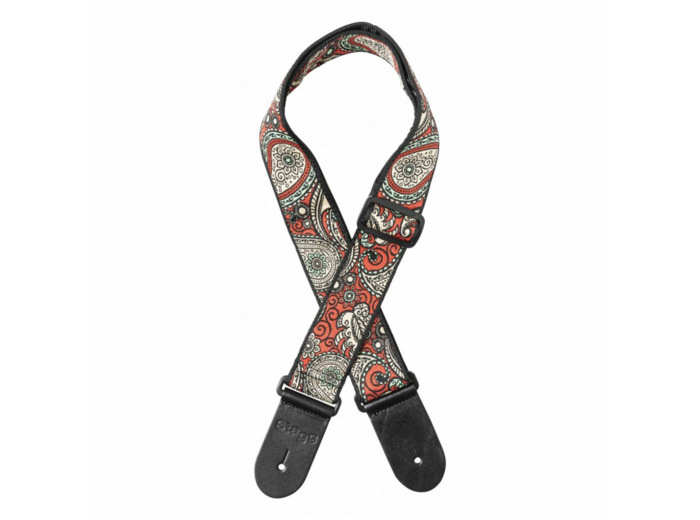 Sangle nylon paisley1 rouge