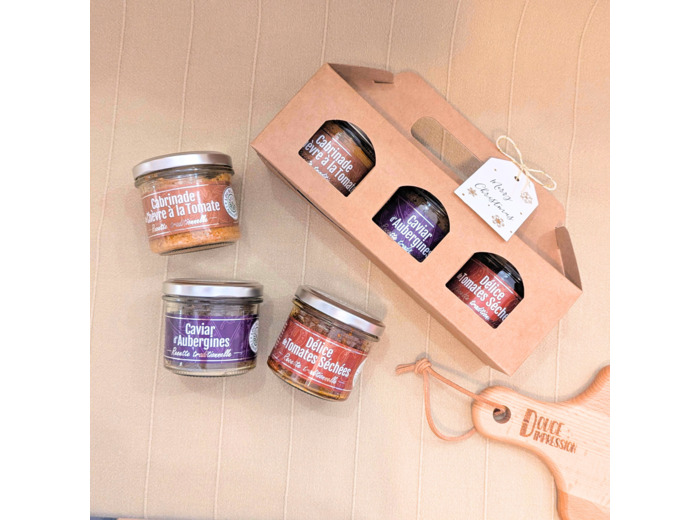 Petit panier garni - Trio de tartinable de Noël