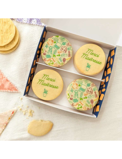 Coffret de 12 biscuits - Collection merci maitresse