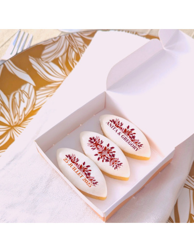 Coffret de calissons personnalisés – cadeau invité mariage Rouge Bohème