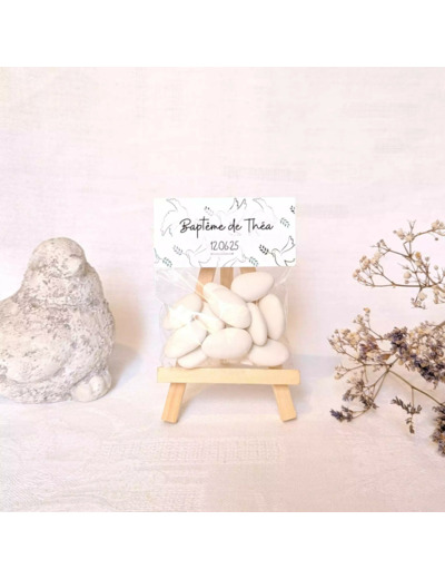 Sachet de dragées personnalisé – Cadeau invité baptême