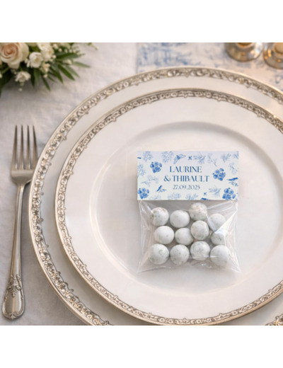 Sachet chocolat croustillant – cadeau invité mariage personnalisé
