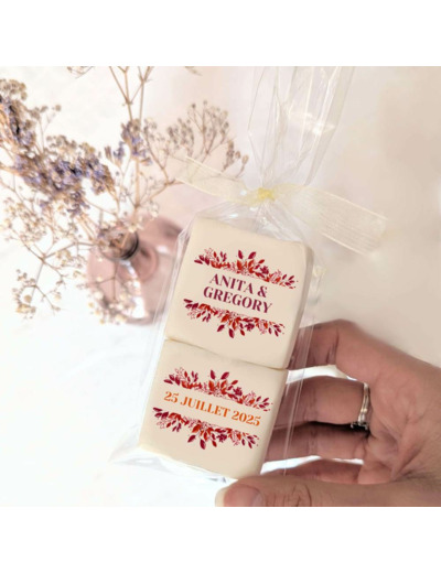 Guimauves personnalisées – Mariage Rouge bohème