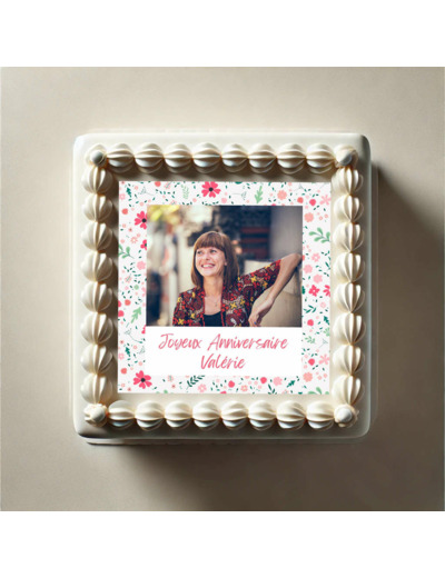 Photo pour gâteau carré décor fleurs