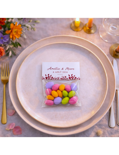 Sachet de dragées aux fruits – cadeau invité mariage personnalisé