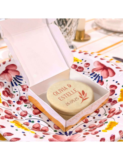 Boite de 3 biscuits personnalisés  – Mariage Terracotta