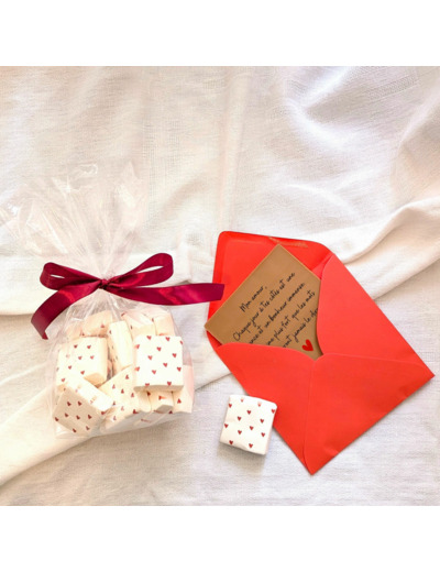 Cadeau couple personnalisé : tablette de chocolat et guimauves – Dulcey