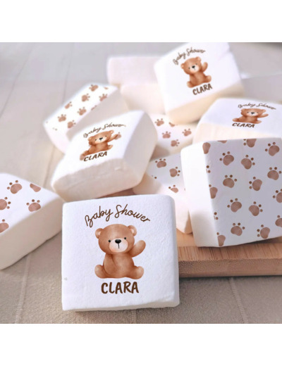 Guimauves personnalisées – Cadeau invité baby shower & gender reveal