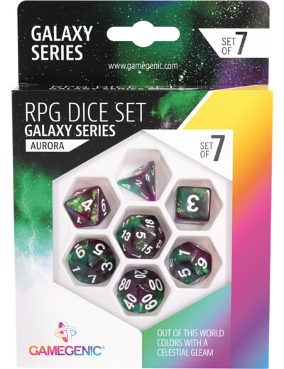 Galaxy series -aurora- set de 7 dés jdr